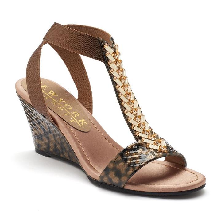 New York Transit Natural Thrill Women's Wedge Sandals, Size: Medium (9.5), Brown