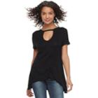 Juniors' Mudd&reg; Keyhole High-low Hem Tee, Teens, Size: Xs, Oxford