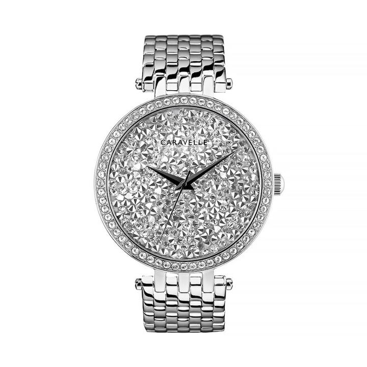 Caravelle Women's Crystal Pave Stainless Steel Watch - 43l206, Size: Large, Grey