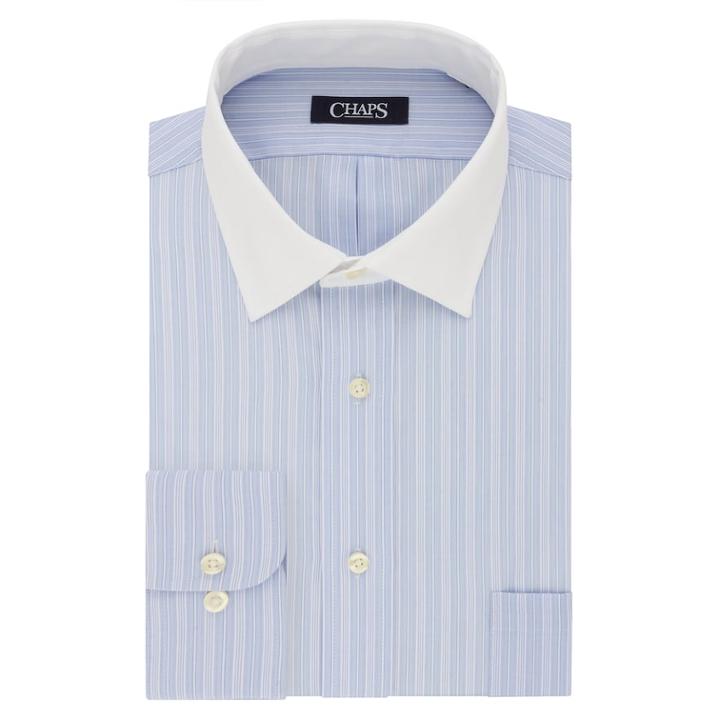 Men's Chaps Regular-fit Wrinkle-free Stretch Collar Dress Shirt, Size: 17.5-32/33, Light Blue
