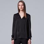 Women's Simply Vera Vera Wang Textured Satin Top, Size: Large, Black