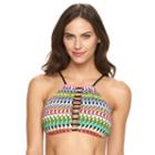 Women's Apt. 9&reg; Strappy Geometric Stripe Halter Bikini Top, Size: Large, Ovrfl Oth