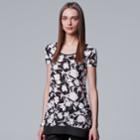Women's Simply Vera Vera Wang Print Handkerchief-hem Tee, Size: Xs, Natural