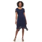 Women's Dana Buchman Lace Shark-bite Hem Dress, Size: Xs, Blue (navy)