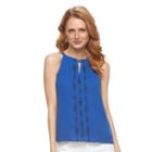 Women's Apt. 9&reg; Embroidered Keyhole Tank, Size: Medium, Blue