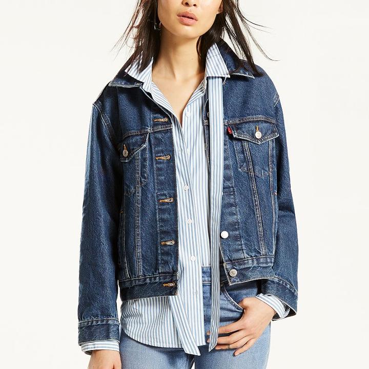 Women's Levi's&reg; Boyfriend Denim Jacket, Size: Large, Dark Blue