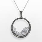 Lavish By Tjm Sterling Silver Cubic Zirconia Circle Pendant - Made With Swarovski Marcasite, Women's, Size: 18, White