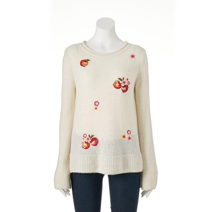 Disney's Snow White A Collection By Lc Lauren Conrad Apple Boatneck Sweater, Women's, Size: Medium, White Oth