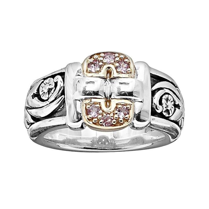 Lyric 18k Gold And Sterling Silver Pink Sapphire Buckle Ring, Women's, Size: 7