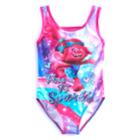 Girls 4-6x Dreamworks Trolls Poppy Free To Sparkle Swimsuit, Size: 5-6, Blue