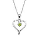 Sterling Silver Peridot Openwork Heart Pendant, Women's, Size: 18, Green