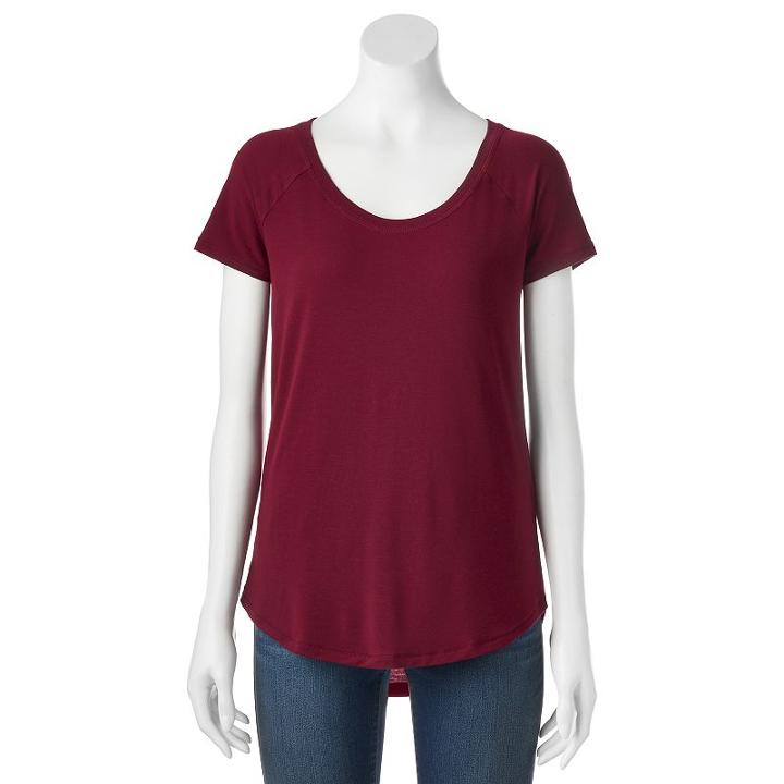 Juniors' So&reg; Raglan Short Sleeve Tee, Girl's, Size: Small, Dark Pink