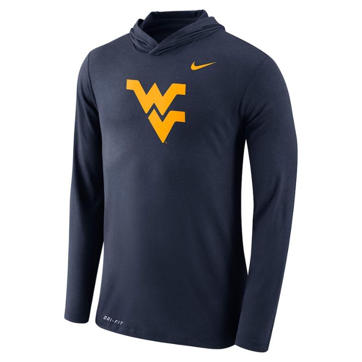 Men's Nike West Virginia Mountaineers Dri-fit Hooded Tee, Size: Xl, Blue (navy)