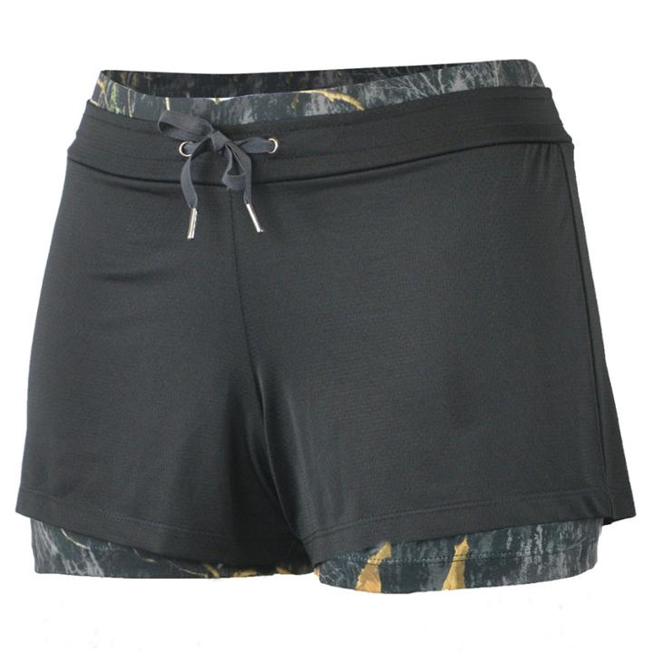 Women's Realtree Rise 2-in-1 Compression Shorts, Size: Small, Black