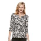Women's Dana Buchman Printed Keyhole Top, Size: Small, White