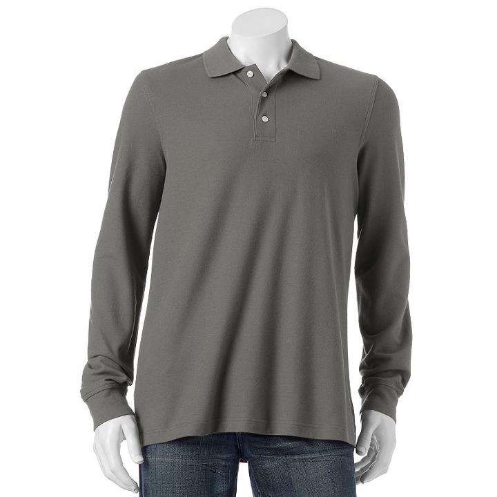 Men's Croft & Barrow&reg; Classic-fit Easy-care Pique Polo, Size: Large, Grey