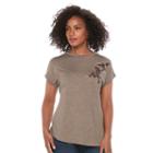 Women's Apt. 9&reg; Embellished Crewneck Tee, Size: Small, Dark Beige