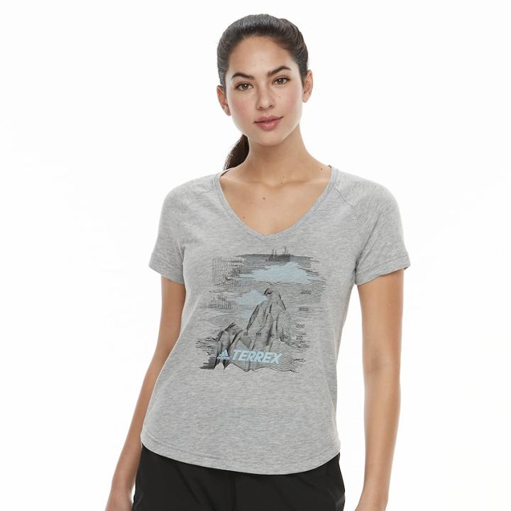 Women's Adidas Outdoor Mountain Graphic Tee, Size: Xs, Grey