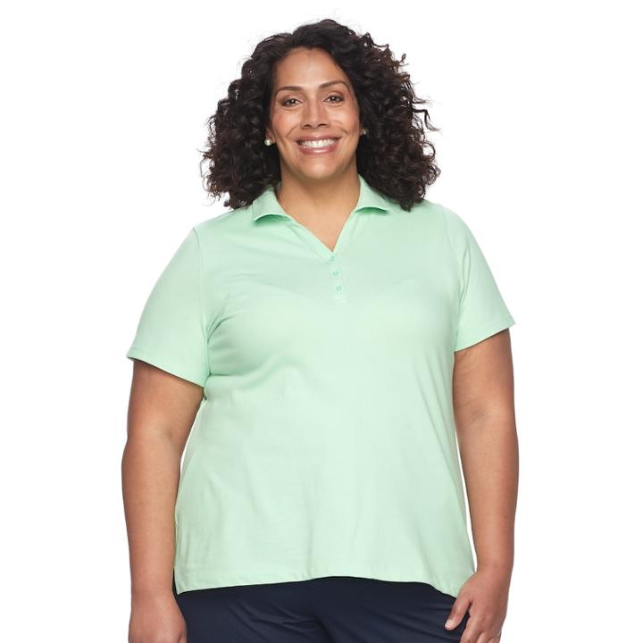 Plus Size Croft & Barrow&reg; Johnny Collar Polo, Women's, Size: 2xl, Lt Green