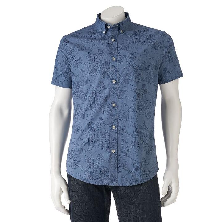 Men's Urban Pipeline&reg; Maxflex Print Button-down Shirt, Size: Small, Blue