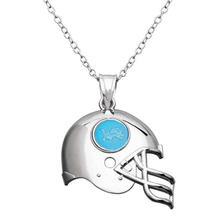 Detroit Lions Sterling Silver Helmet Pendant Necklace, Women's, Size: 18