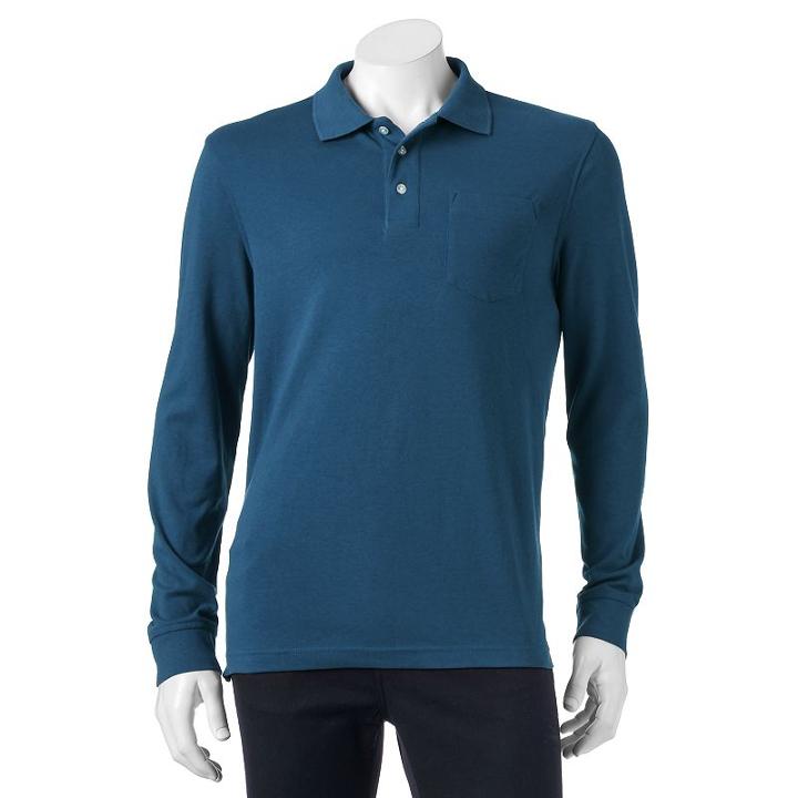 Men's Croft & Barrow&reg; Classic-fit Easy-care Interlock Polo, Size: Medium, Dark Blue
