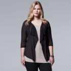 Plus Size Simply Vera Vera Wang Flyaway Cardigan, Women's, Size: 3xl, Black