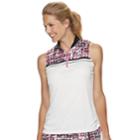 Women's Grand Slam Floral Grid Print Sleeveless Golf Polo, Size: Xl, White