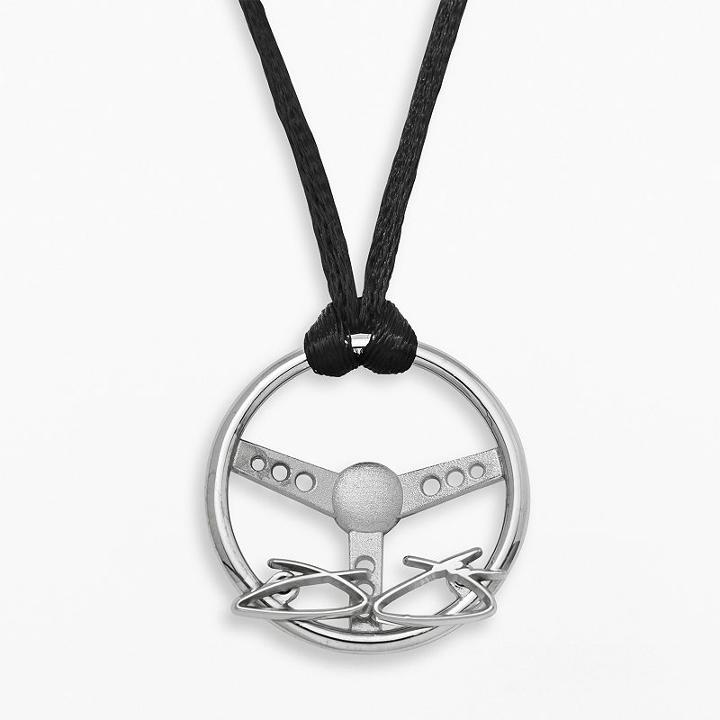 Insignia Collection Nascar Jimmie Johnson Sterling Silver Steering Wheel Pendant, Women's, Size: 20, Grey