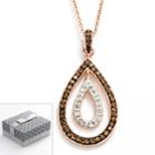 14k Rose Gold Over Silver-plated Crystal Teardrop Pendant, Women's, Brown