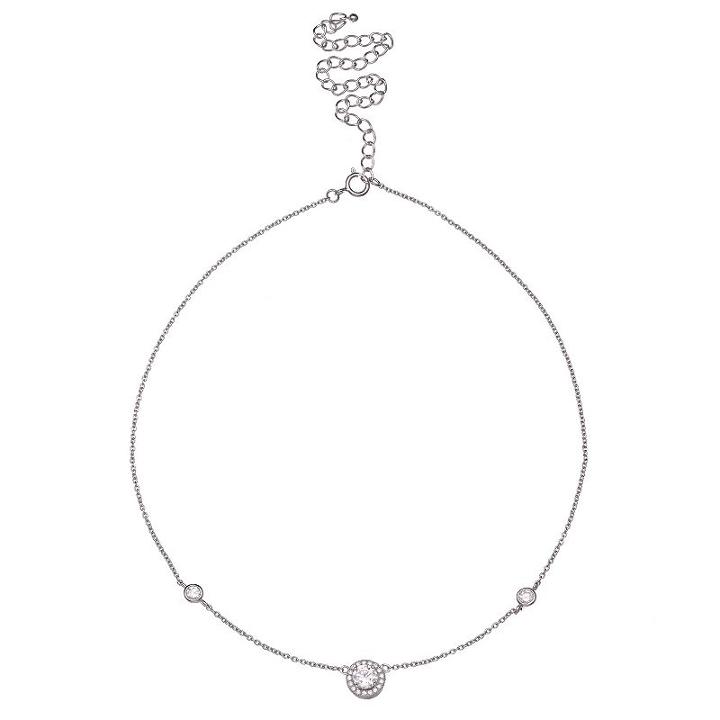 Primrose Sterling Silver Cubic Zirconia Choker Necklace, Women's, Size: 13, White