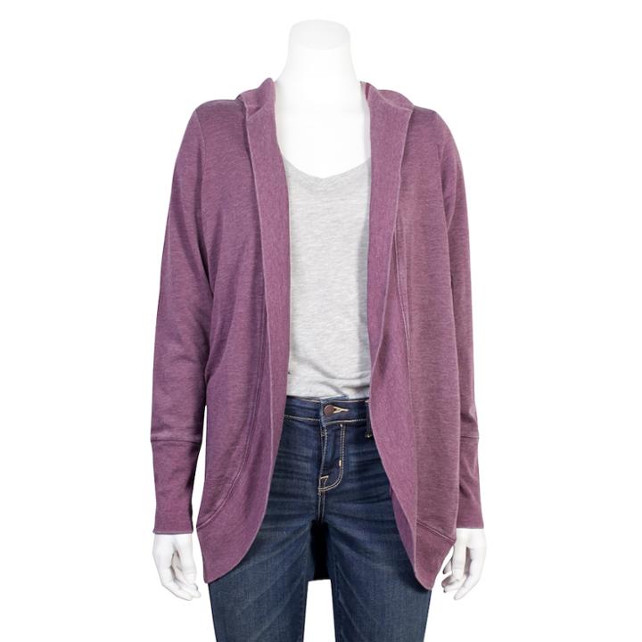 Juniors' Grayson Threads Hooded Cocoon Cardigan, Teens, Size: Large, Drk Purple