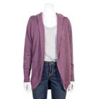 Juniors' Grayson Threads Hooded Cocoon Cardigan, Teens, Size: Large, Drk Purple