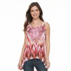 Women's World Unity High-low Print Tank, Size: Medium, Dark Pink