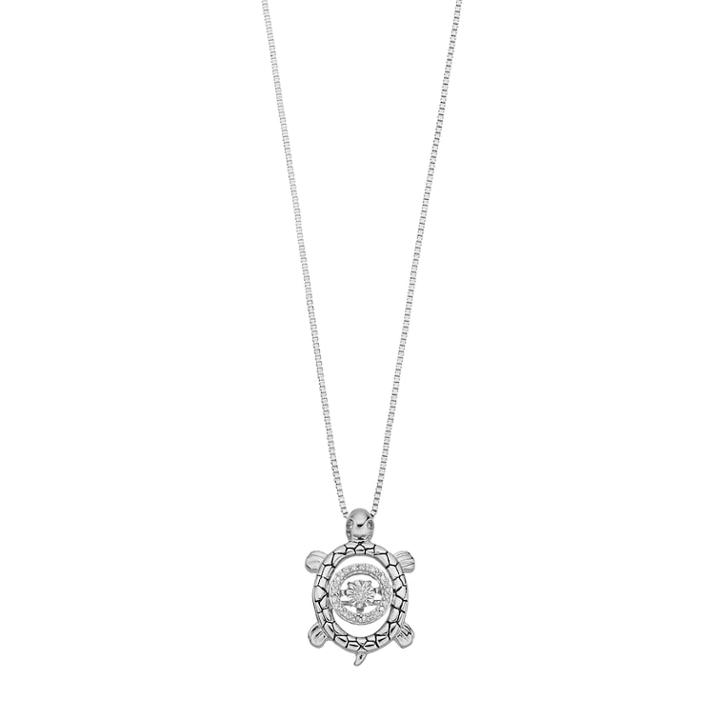 Sterling Silver Diamond Accent Turtle Pendant Necklace, Women's, Size: 18, White