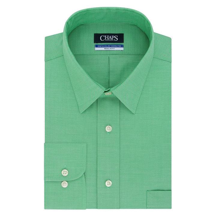 Men's Chaps Regular-fit Wrinkle-free Stretch Collar Dress Shirt, Size: 16.5-34/35, Green