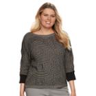 Plus Size Dana Buchman Wave Boatneck Sweater, Women's, Size: 3xl, Med Beige