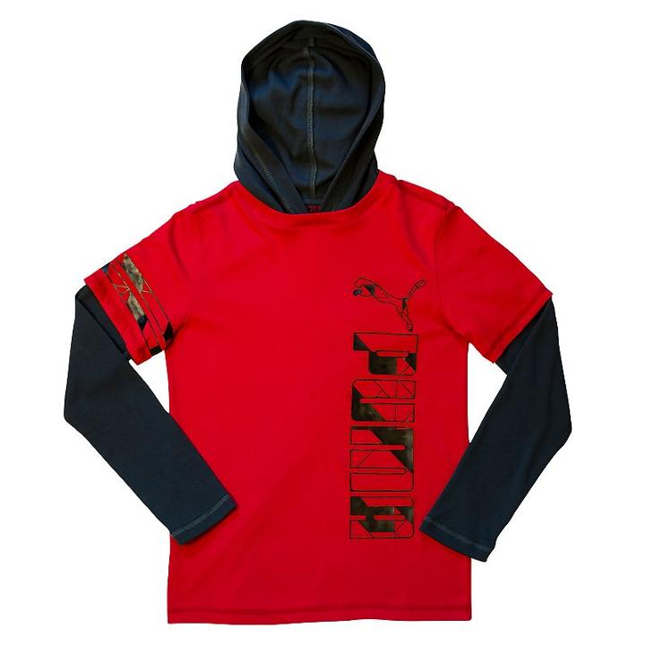 Boys 4-7 Puma Mock-layer Hoodie Tee, Boy's, Size: 5, Brt Red