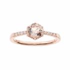 Lc Lauren Conrad 10k Rose Gold Morganite & 1/10 Carat T.w. Diamond Ring, Women's, Size: 9, Pink
