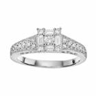 Cherish Always Diamond Square Halo Engagement Ring In 10k White Gold (1/2 Ct. T.w), Women's, Size: 7