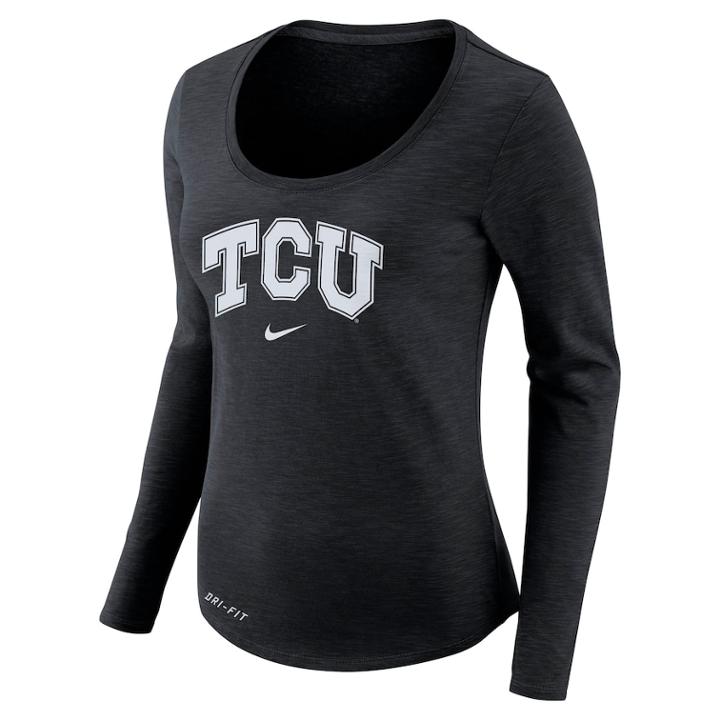 Women's Nike Tcu Horned Frogs Slubbed Dri-fit Tee, Size: Large, Black