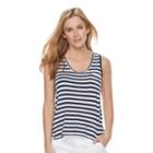 Women's Sonoma Goods For Life&trade; Striped Scoopneck Tank, Size: Medium, Dark Blue