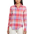 Women's Chaps Plaid Twill Shirt, Size: Xs, Pink Other