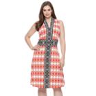 Plus Size Suite 7 Diamond Stripe Fit & Flare Dress, Women's, Size: 20 W, Red Other