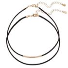 Lc Lauren Conrad Curved Bar Faux Suede Choker Necklace Set, Women's, Black