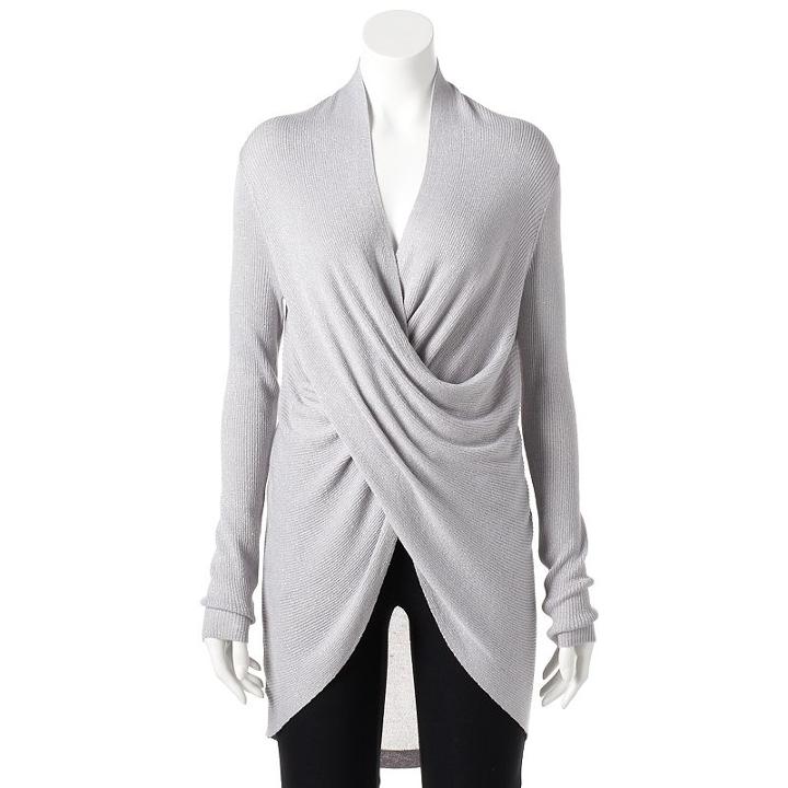 Women's Jennifer Lopez Twist-front Sweater, Size: Small, Light Grey