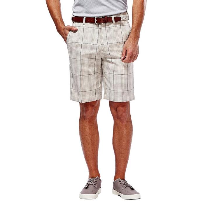 Big & Tall Haggar Classic-fit Plaid Expandable Waistband Shorts, Men's, Size: 52, White Oth