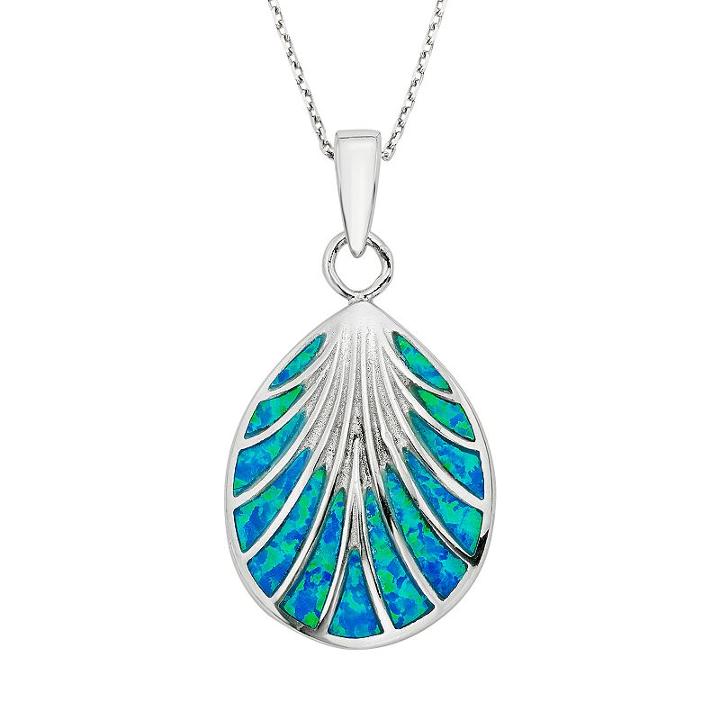 Lab-created Blue Opal Sterling Silver Seashell Pendant Necklace, Women's, Size: 18