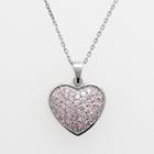 Sterling Silver Cubic Zirconia Heart Pendant, Women's, Size: 18, Pink