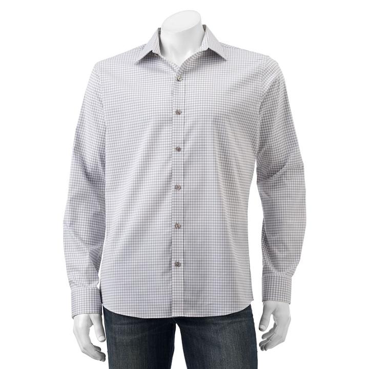 Big & Tall Van Heusen Slim-fit Plaid Stretch Button-down Shirt, Men's, Size: 3xl Tall, Med Grey